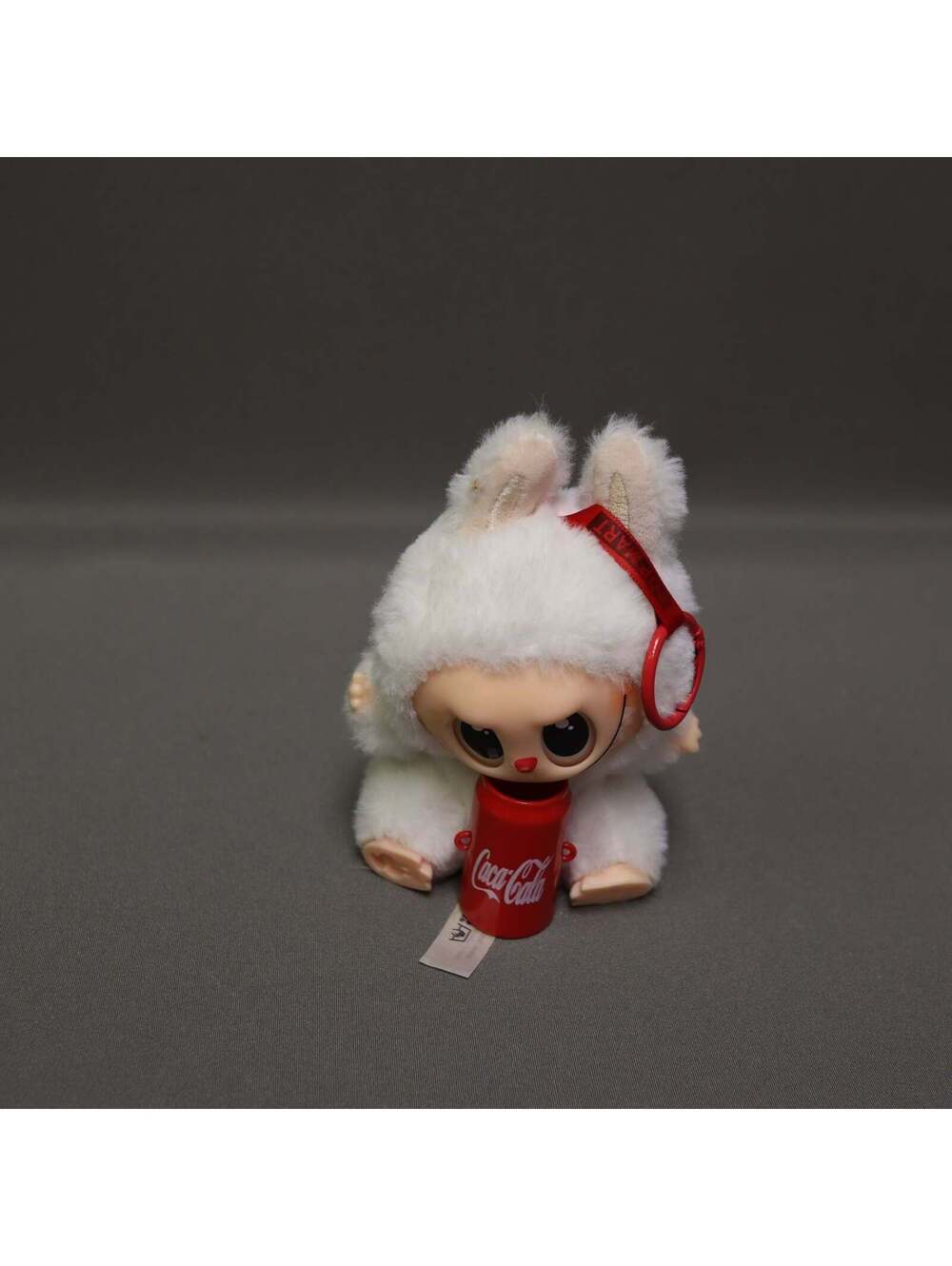 POP MART The Monsters Labubu Coca-Cola Series Plush Pendant Keychain White Bunny